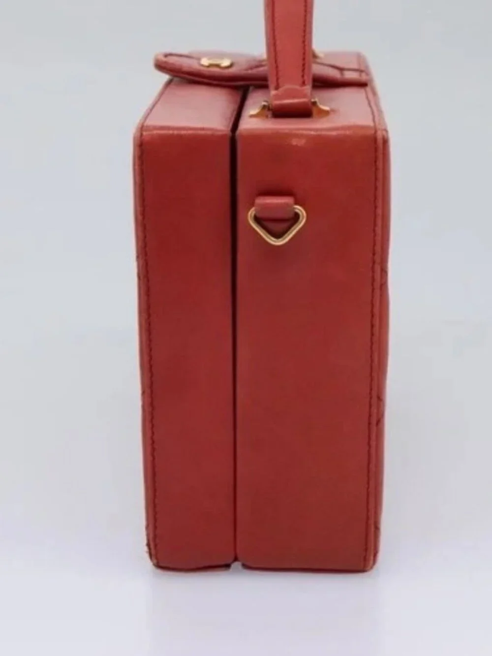 CHANEL Matelasse Hand Bag Lamb Skin 2way Red CC Auth 115600V
